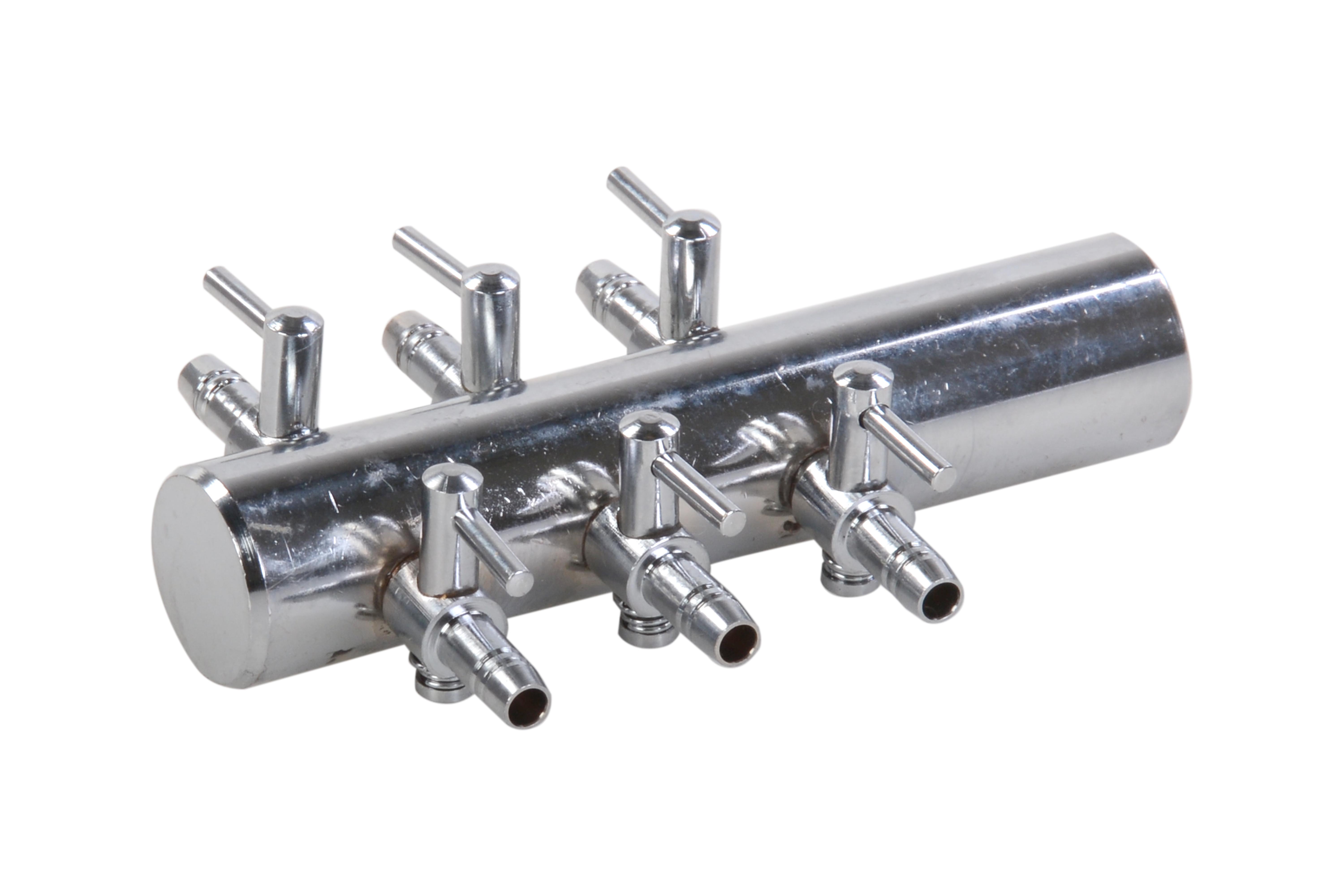 Air distributor for 4mm 6 outputs with crane brass