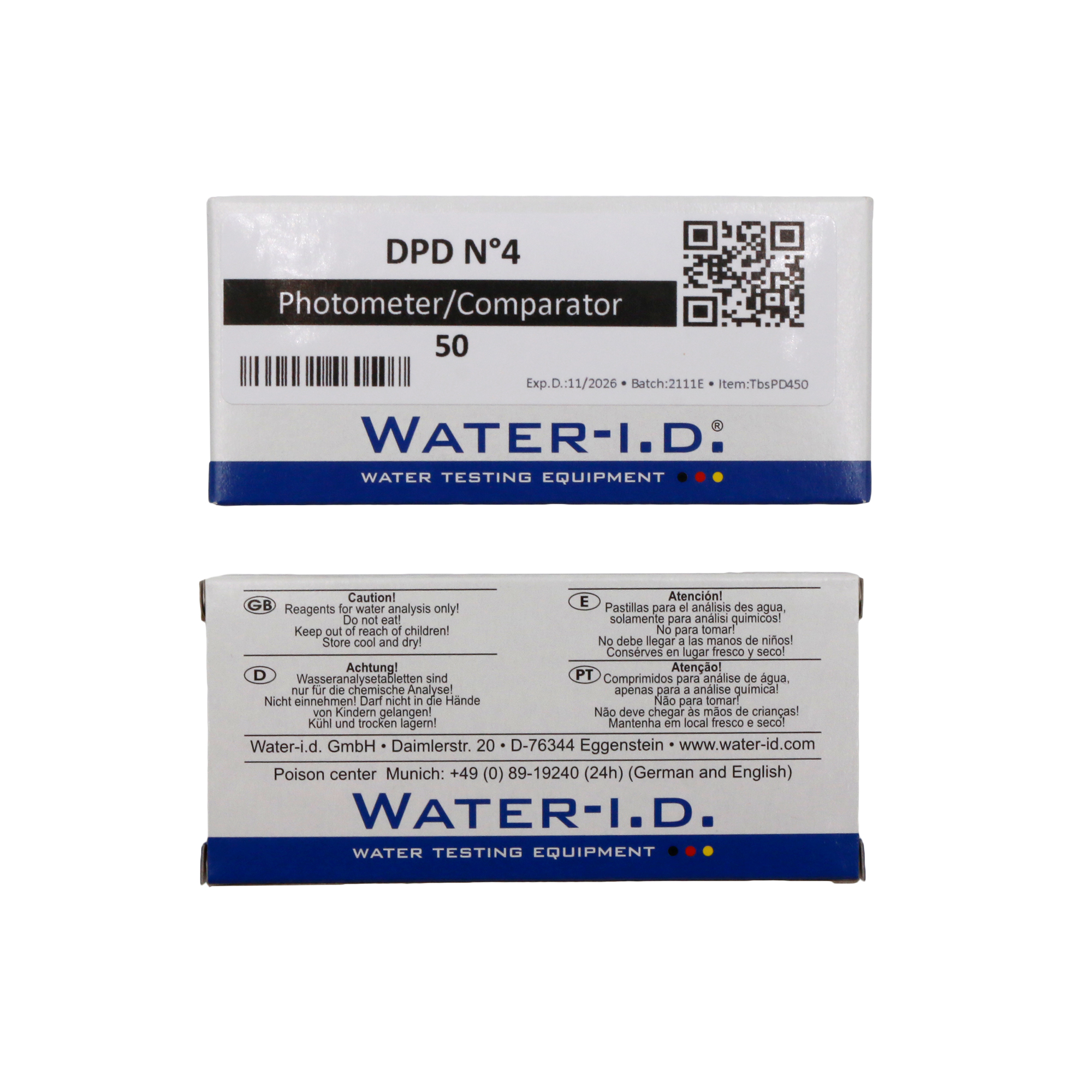 50 tablets DPD N°4 (total chlorine) for Poollab 2.0 Text, QR Code